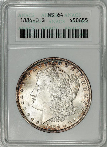 1884-O Morgan Dollar - ANACS MS 64 - Small White Holder