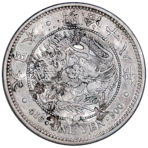1885 Japan Silver Dragon Yen - Very Fine (Chop Marked)