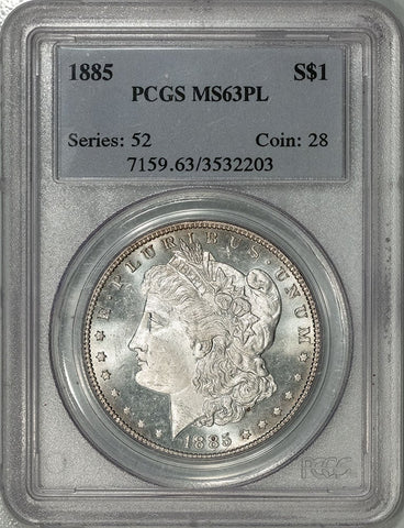 1885 Morgan Dollar - PCGS MS 63 PL - Prooflike