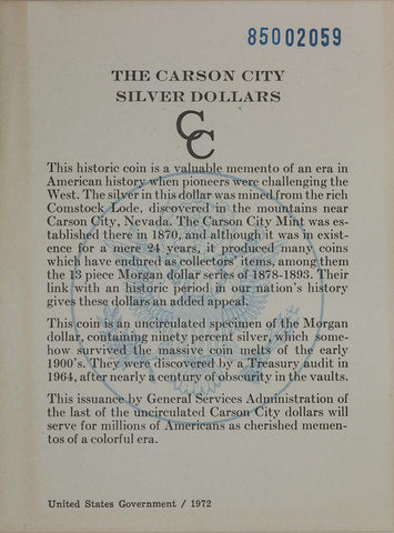 1885-CC Morgan Dollar VAM-3 in GSA, Choice Brilliant Uncirculated, Includes Box/Cert