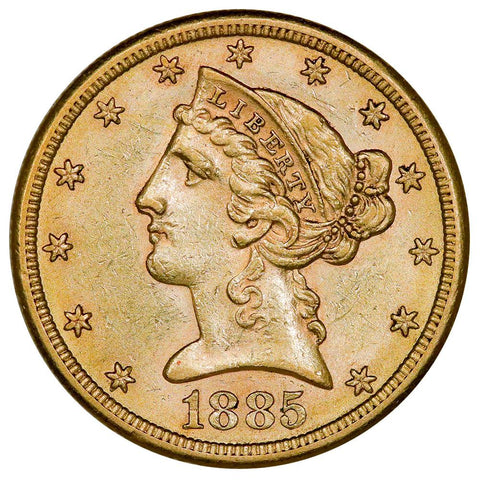 1885-S $5 Liberty Head Gold Coin - About Uncirculated