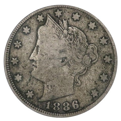 1886 Liberty Head V Nickel - PCGS VG 10 - Very Good+