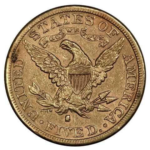 1886-S $5 Liberty Head Gold Coin - AU Detail (Ex-Jewelry)