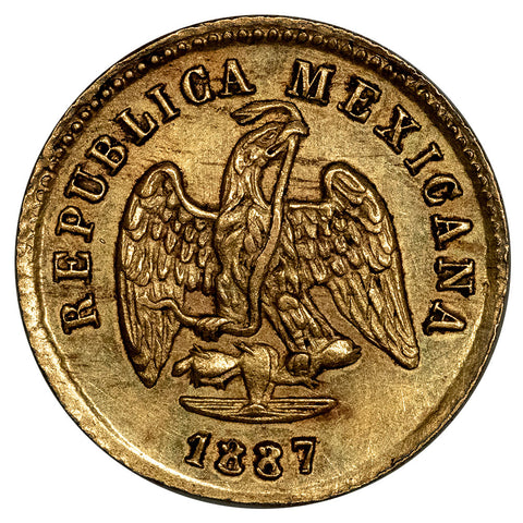1887 Mexico 1 Peso Gold Coin KM. 410.5 - Extremely Fine