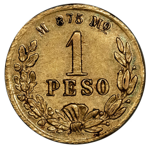 1887 Mexico 1 Peso Gold Coin KM. 410.5 - Extremely Fine