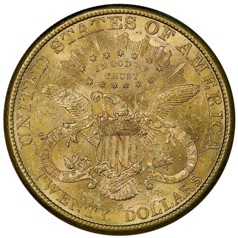 1887-S $20 Liberty Double Eagle Gold Coin - Choice About Uncirculated