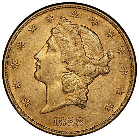 1888 $20 Liberty Double Eagle Gold Coin - About Uncirculated+