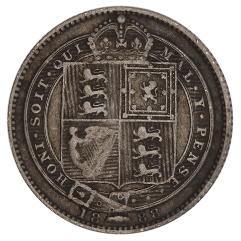 1888/7 Great Britain Silver Shilling KM.761 - Very Fine