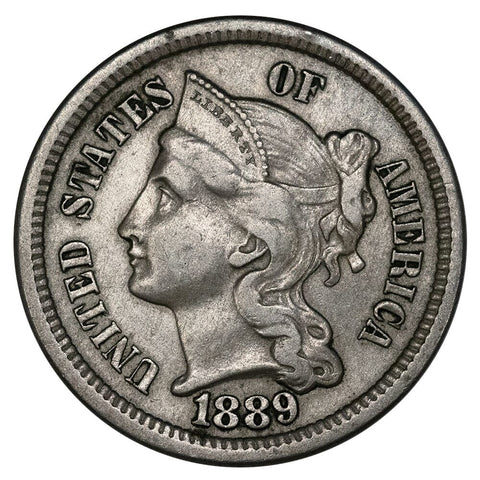 1889 Three Cent Nickel - Extremely Fine - Mintage: 18,125