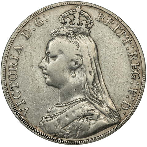 1889 Great Britain Silver Crown KM.765 - Very Fine Details (cleaned)