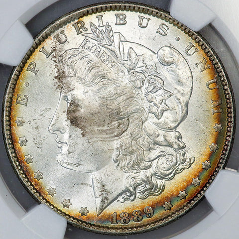 1889 Morgan Dollar - NGC MS 63 - Rainbow Toned Reverse