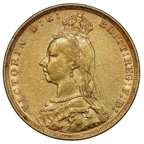 1889 Great Britain Victoria Jubilee Head Gold Sovereign - About Uncirculated