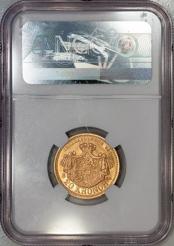1889 EB Sweden, Oscar II  Gold 20 Kronor KM. 748 - NGC MS 64