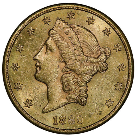 1889-S $20 Liberty Double Eagle Gold Coin - About Uncirculated+