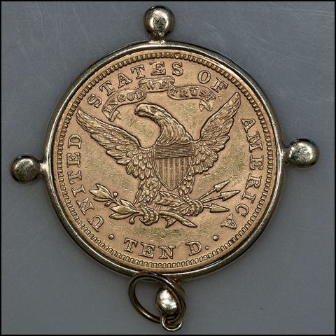 1891 $10 Liberty Gold Eagle in 14K Gold Bezel - About Uncirculated Details