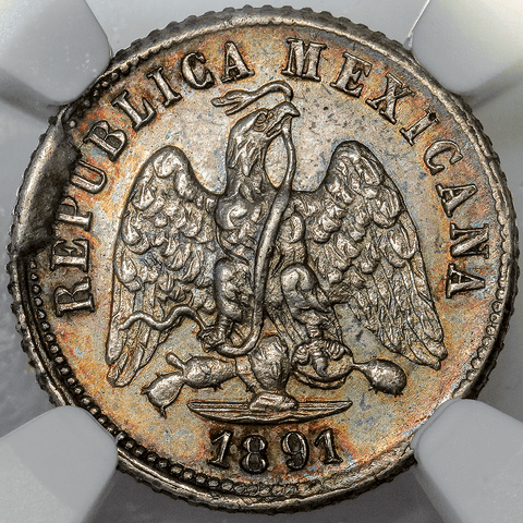 1891-GaS Mexico Silver 5 Centavos KM.389.4 - NGC MS 62 (Pretty!)