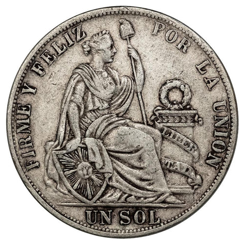 1891-TF Peru Silver Sol KM.196.26- Extremely Fine