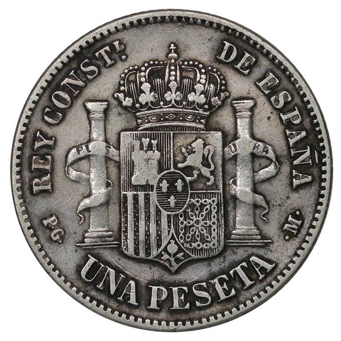 1891 PG-M Spain Silver Pesata KM.691 - Very Fine