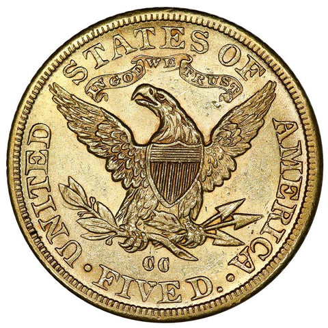 1891-CC $5 Liberty Head Gold - Choice About Uncirculated - Carson City Gold