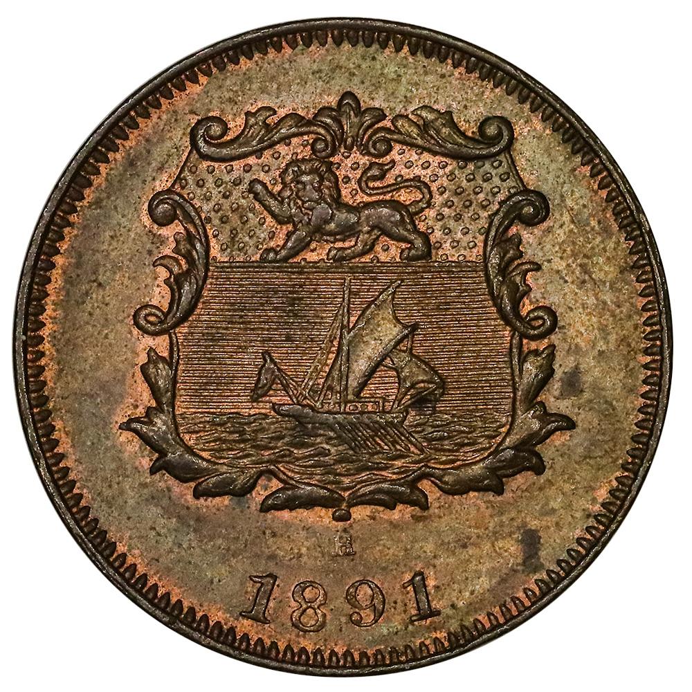 British North Borneo (Indonesia) top 1885H Half Cent KM# 1, Choice