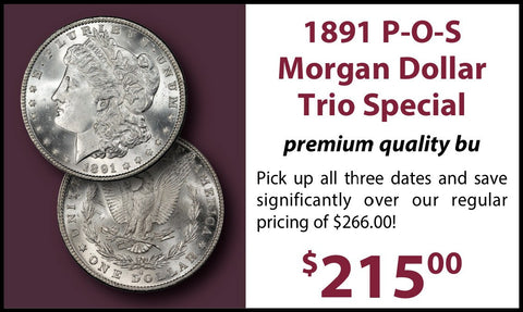 1891 P-O-S Morgan Dollar Trio - Premium Quality BU