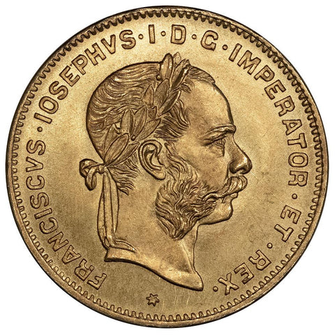 1892 Austria Gold 10 4 Florin 10 Francs Fr. 2260 - Brilliant Uncirculated