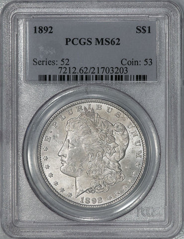 1892 Morgan Dollar - PCGS MS 62 - Brilliant Uncirculated