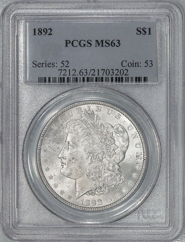 1892 Morgan Dollar - PCGS MS 63 - Choice Uncirculated