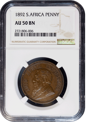 1892 South Africa Penny KM.2 - NGC AU 50 - About Uncirculated