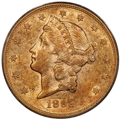 1892-S $20 Liberty Double Eagle Gold Coin - PCGS AU 50 - About Uncirculated