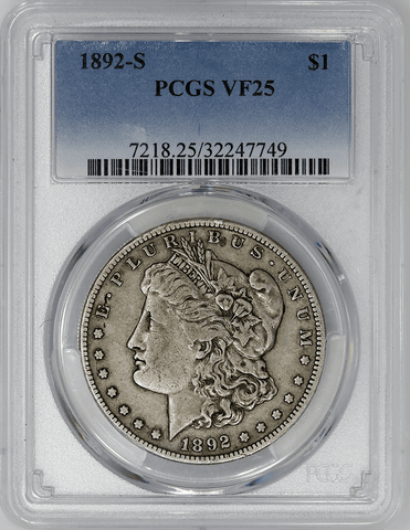 1892-S Morgan Dollar - PCGS VF 25 - Semi-Key Date