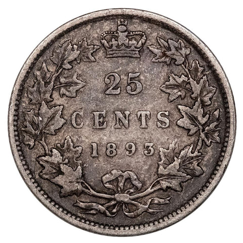 1893 Canada 25 Cent Silver KM.5 - Fine - Tough Date