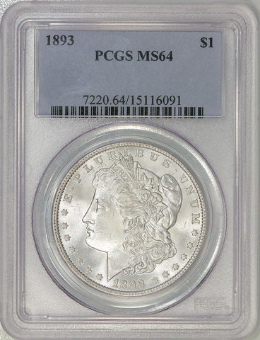 1893 Morgan Dollar - PCGS MS 64 - Choice Brilliant Uncirculated