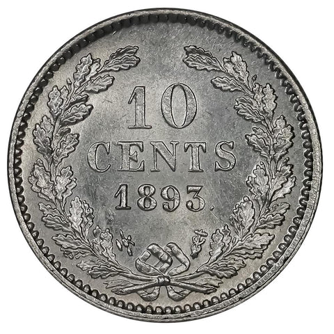 1893 Netherlands Silver 10 Cents KM. 116 - Brilliant Uncirculated