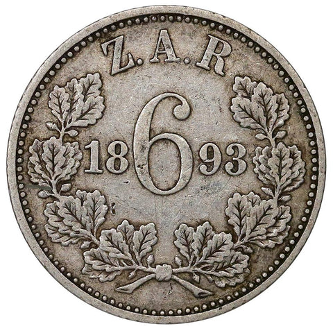 1893 South Africa Silver Six Pence KM.4 - Very Fine