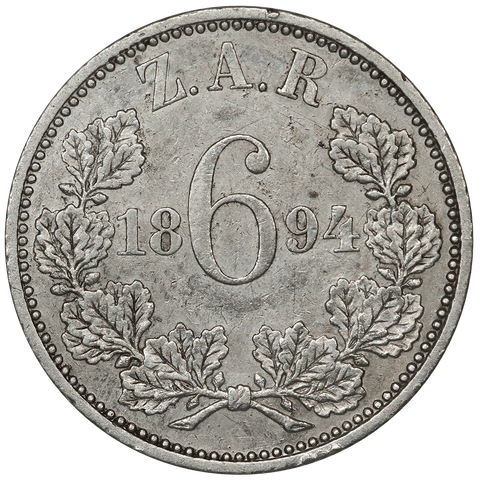 1894 South Africa Silver Six Pence KM.4 - Extremely Fine