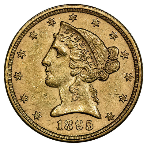 1895 $5 Liberty Head Gold - About Uncirculated