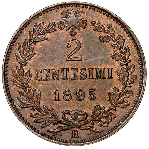 1895-R Italy 2 Centisimi KM.30 - Red & Brown Uncirculated