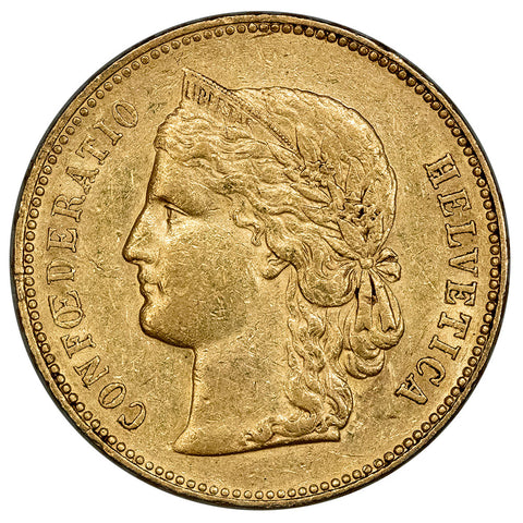 1892-B Swiss Helvetia 20 Francs Gold - Extremely Fine