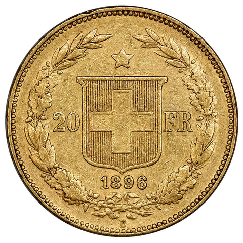 1892-B Swiss Helvetia 20 Francs Gold - Extremely Fine
