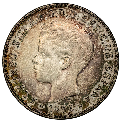 1896 Puerto Rico Silver 40 Centavos KM. 23 - XF+ (Pretty Reverse!)