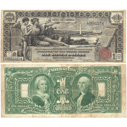 1896 $1 "Educational" Silver Certificates Fr. 224 - Fine