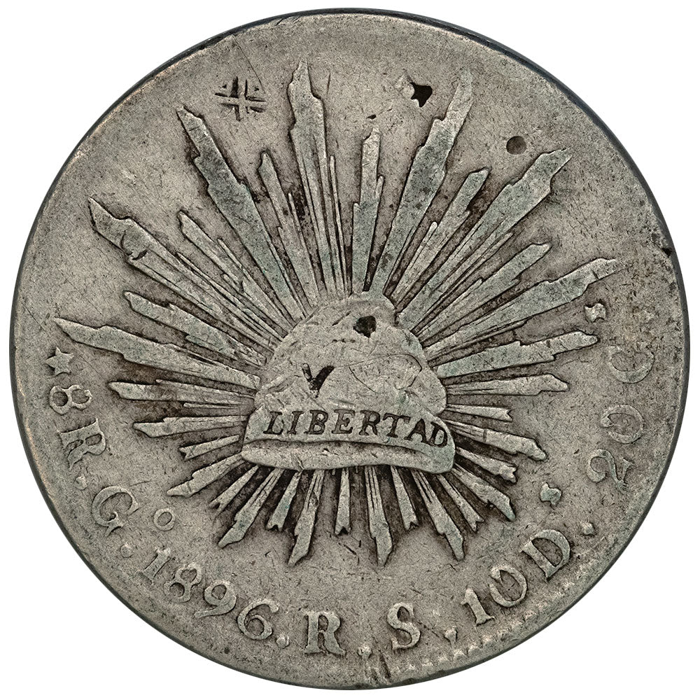 1896-GoRS Mexico Mint Cap & Rays 8 Reales - KM.377.8 - Fine (Chop Mark