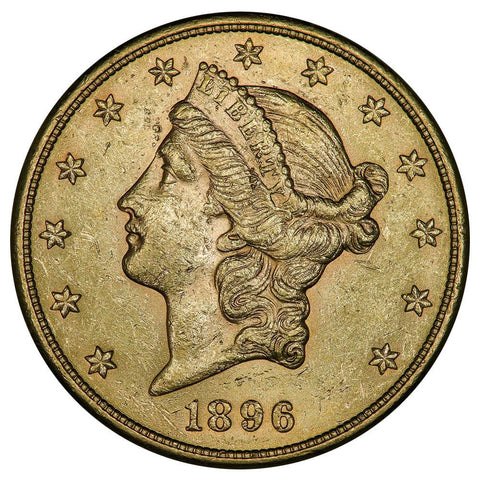1896-S $20 Liberty Double Eagle Gold Coin - About Uncirculated+