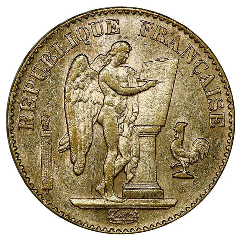 1897 French Gold 20 Franc "Angel" KM.825 - Choice About Uncirculated