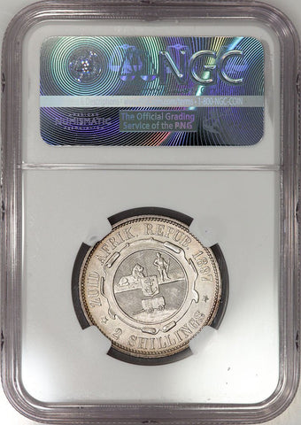 1897 South Africa Silver 2 Shillings KM.6 - NGC AU 58