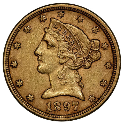 1897 $5 Liberty Head Gold Coin - Extremely Fine