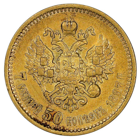 1897-АГ Russia Nicholas II Gold 7.5 Roubles KM. Y63 - Very Fine