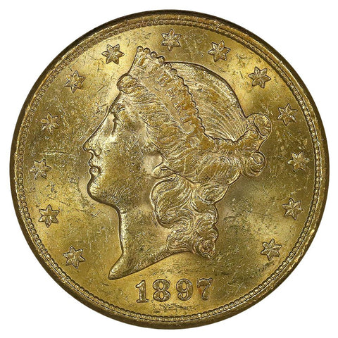 1897-S $20 Liberty Double Eagle Gold Coin - Lustrous About Uncirculated