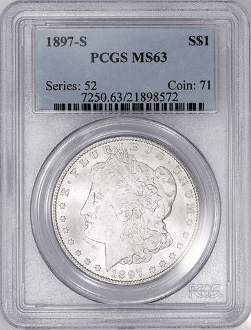 1897-S Morgan Dollar - PCGS MS 63 - Choice Brilliant Uncirculated